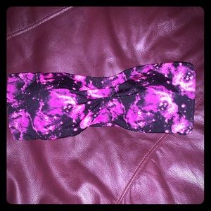 Hot Topic L Strapless Pink & Black Galaxy Bandeau